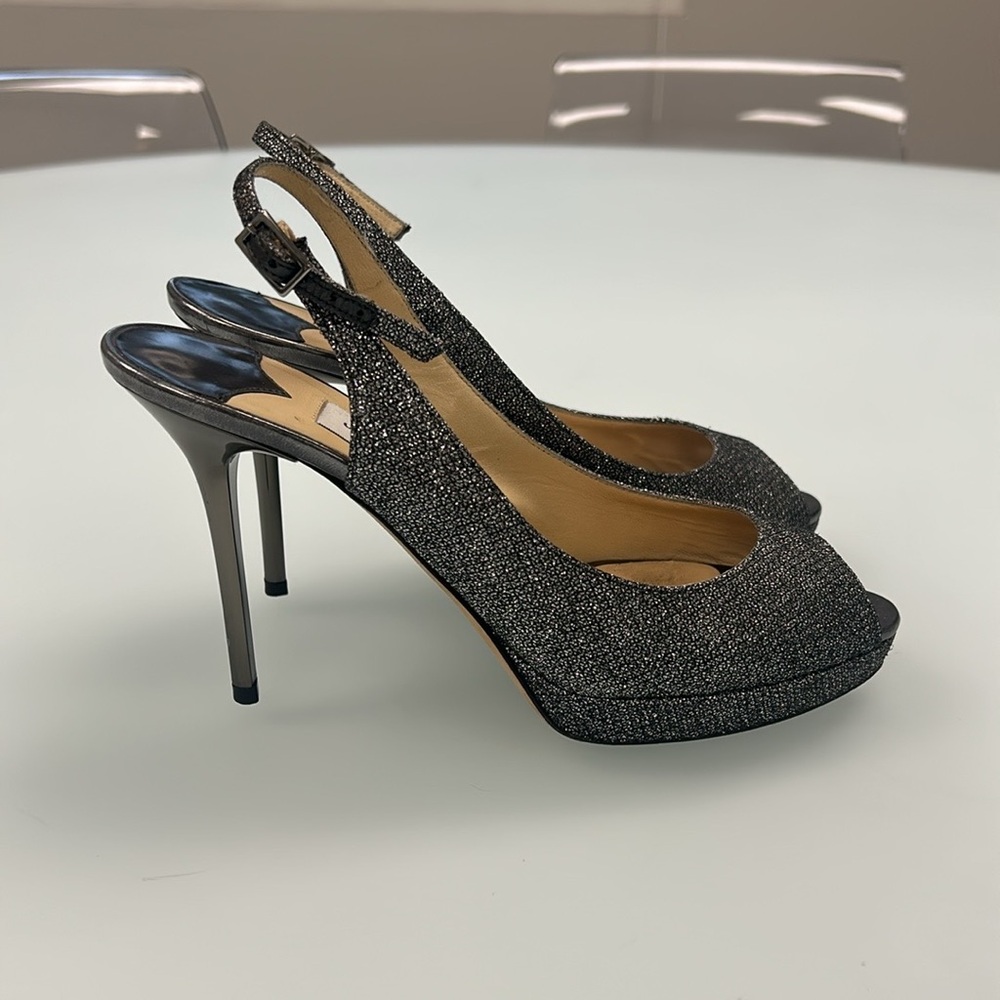 Sparkly Jimmy Choo peep toe stilettos